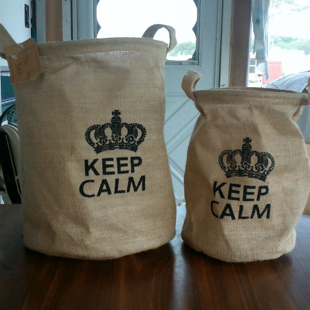 Keep Calm Burlap CollapsibleBins